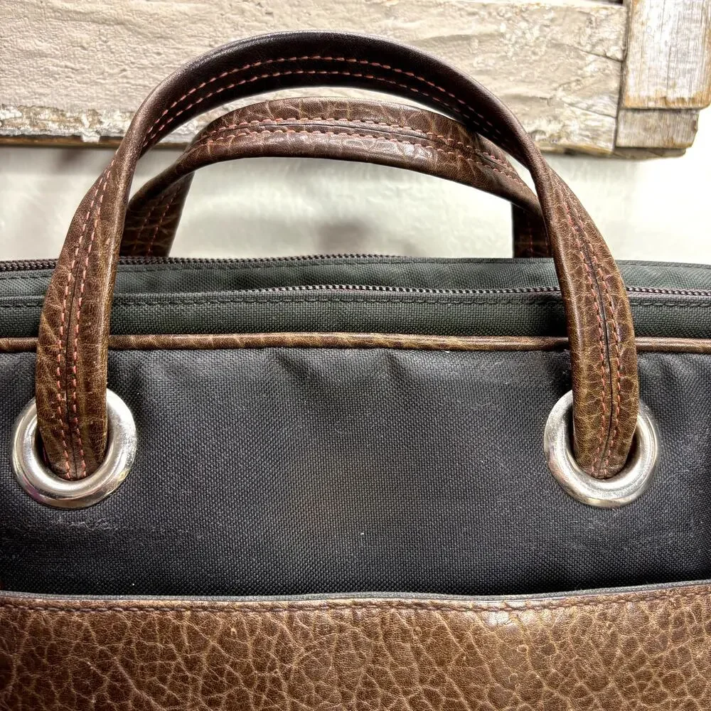Tusk Computer Brief Messenger Bag Leather Padded Adjustable Strap FLAW READ
